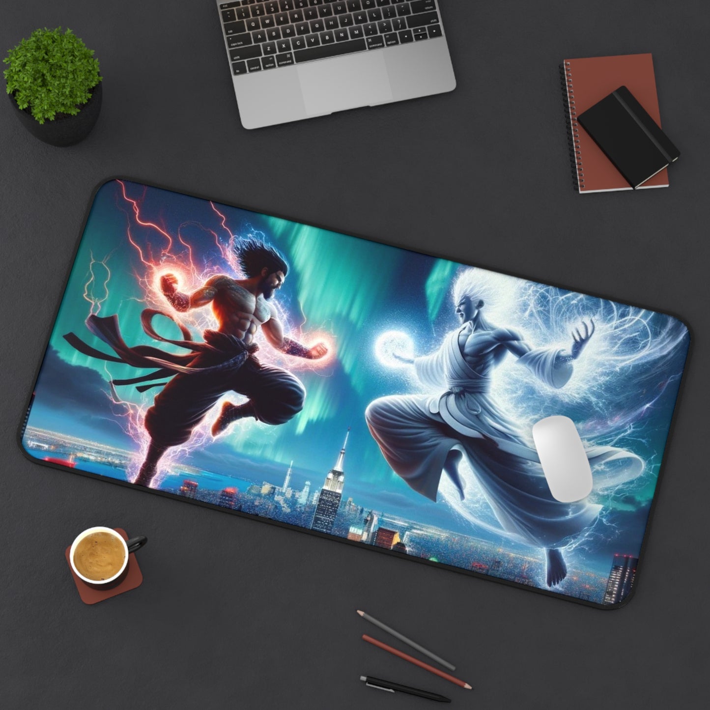 The Divine Duel Desk Mat – Elevate Your Workspace with Art & Precision