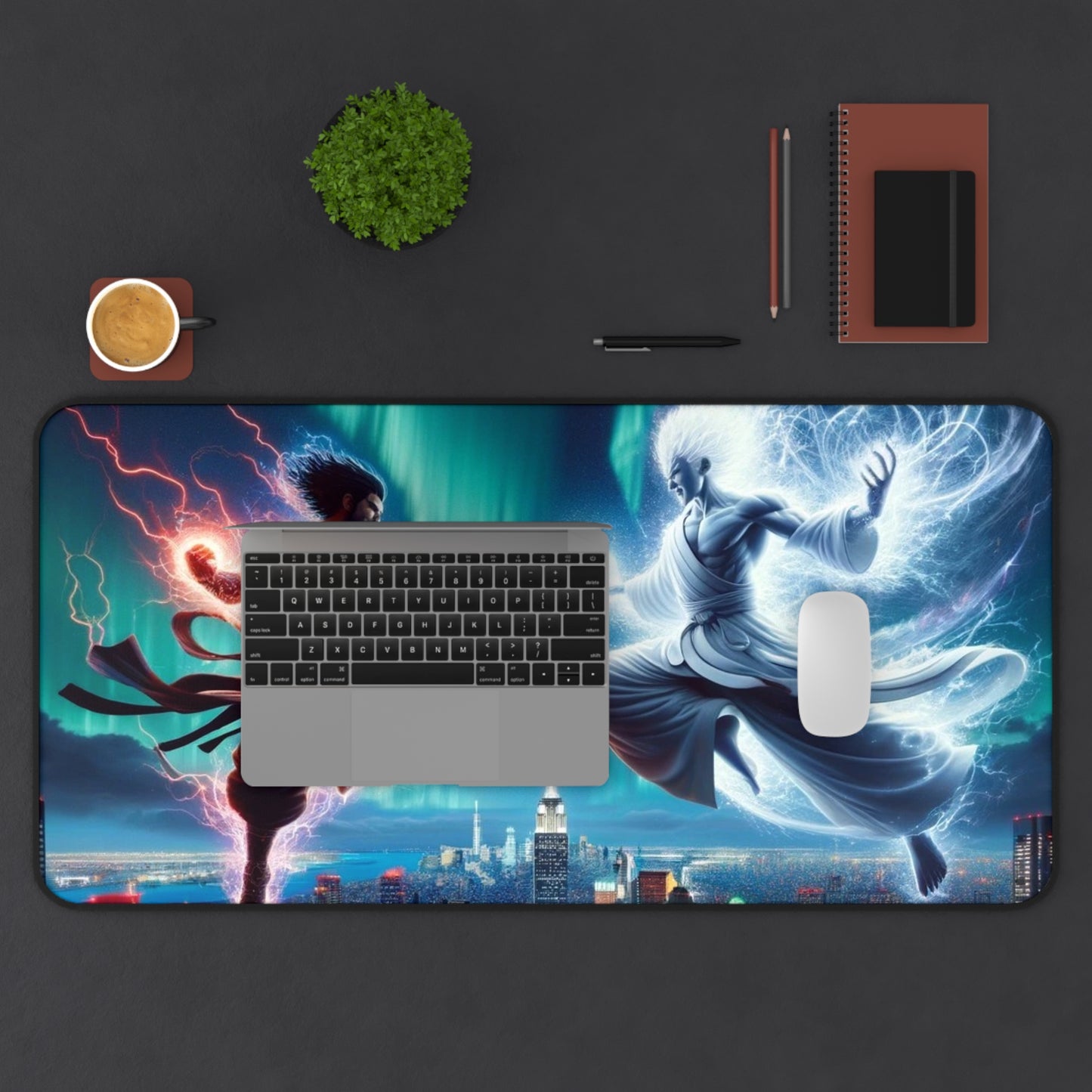 The Divine Duel Desk Mat – Elevate Your Workspace with Art & Precision