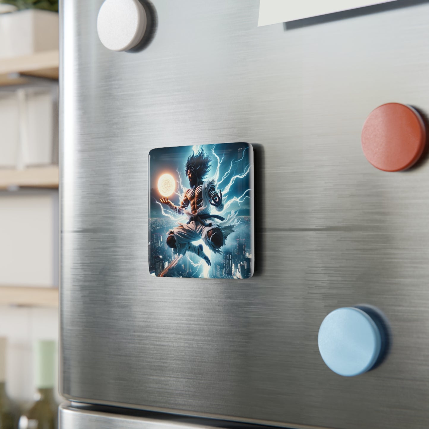 The Celestial Being Magnet displayed on a metallic surface, adding a touch of cosmic energy to any space.
