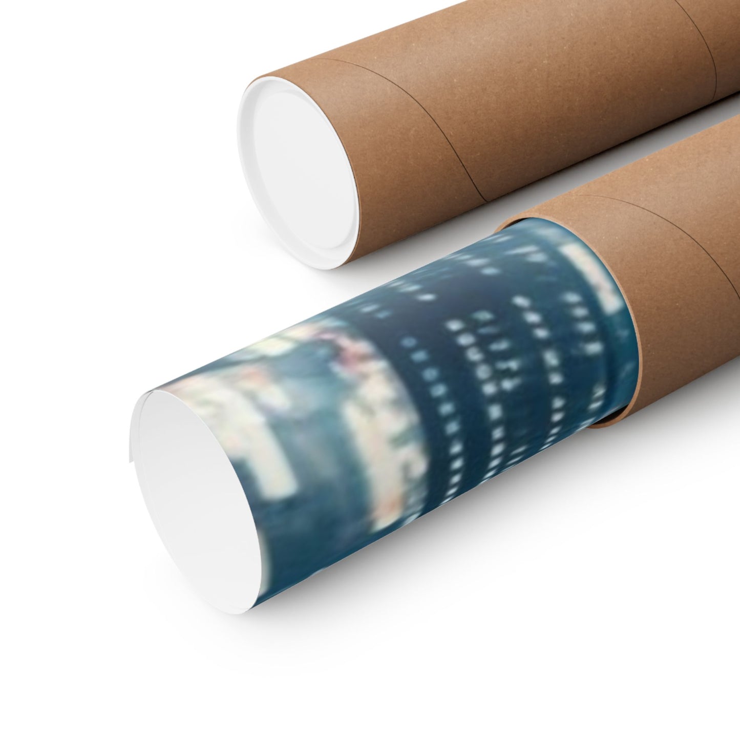 The Celestial Being Poster securely rolled in a protective mailing tube for safe shipping and damage-free delivery.