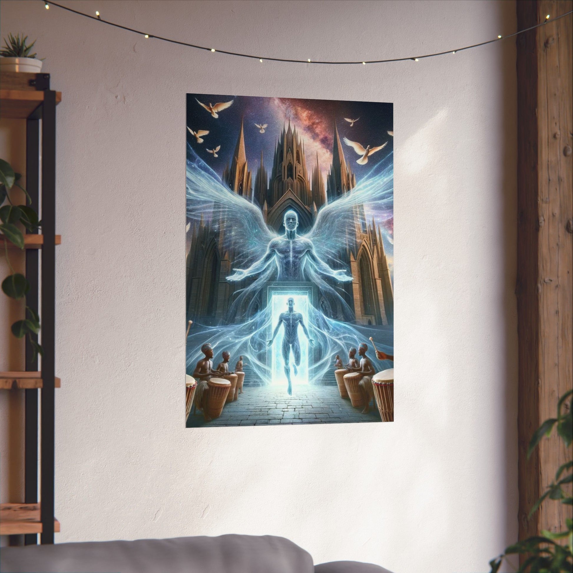 The Rebirth Poster hung on a neutral wall, bringing a powerful message of transformation and growth to any space.