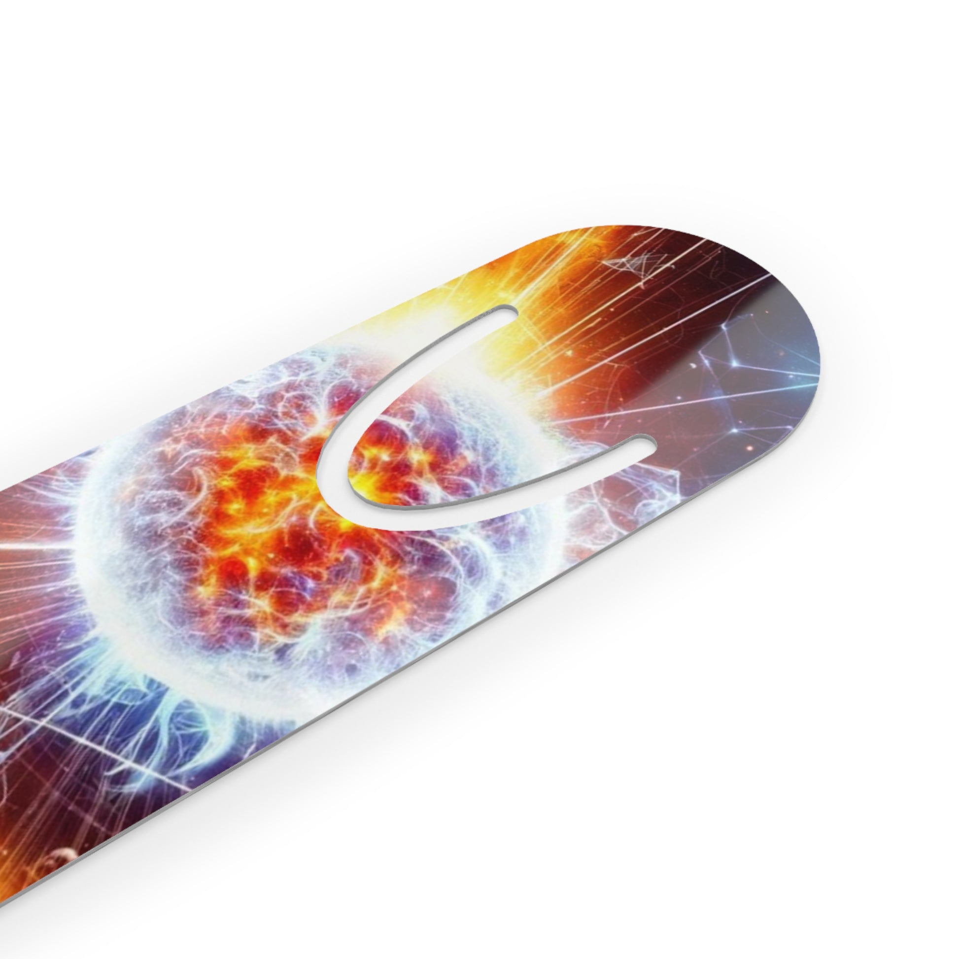 Sirius Star Bookmark displayed at an angle, showcasing intricate celestial artwork and metallic finish.