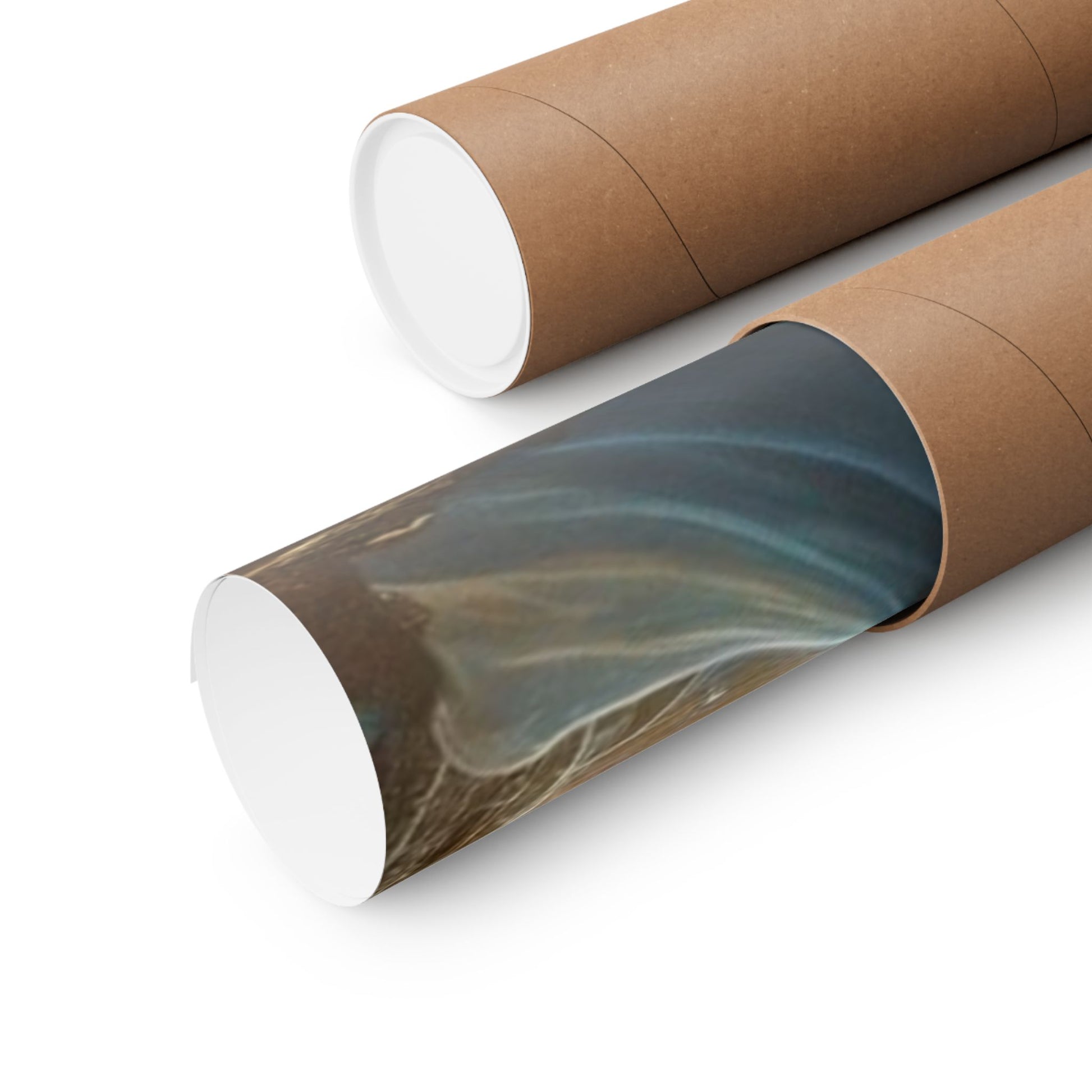 The Arrival Poster securely rolled in a protective mailing tube for safe shipping, preventing creases and damage.