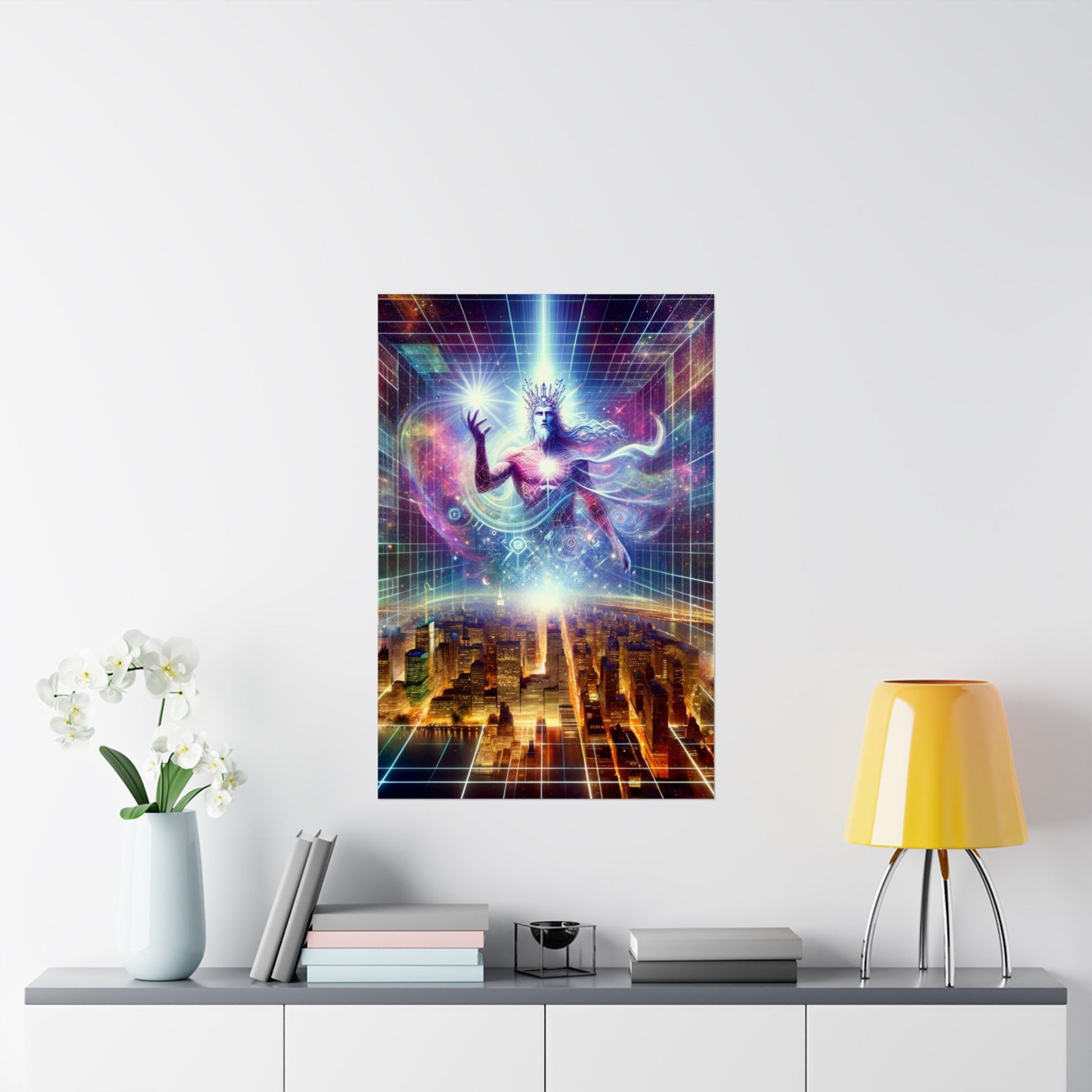 The Awakening Poster positioned above a desk, inspiring creativity, focus, and inner peace in a workspace or study.