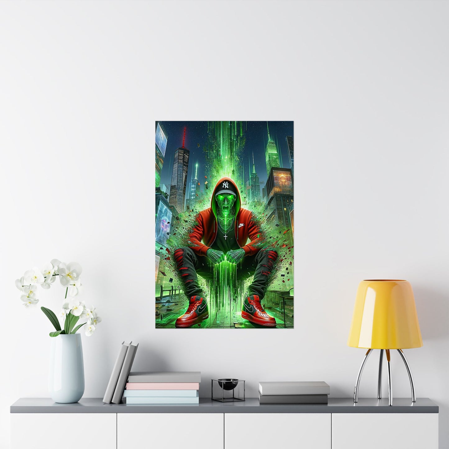The Breakthrough Poster displayed over a desk, motivating focus and creativity in a modern home office setting.