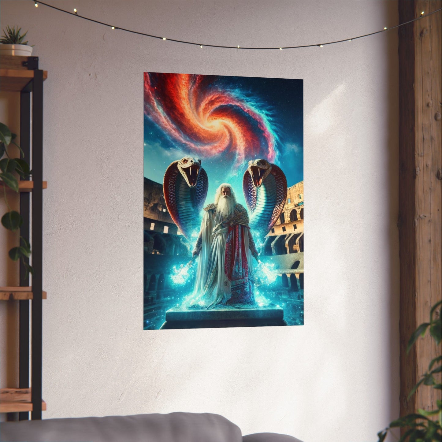 The Healer Poster hung on a neutral wall, radiating peaceful energy and serving as a centerpiece for mindfulness decor.