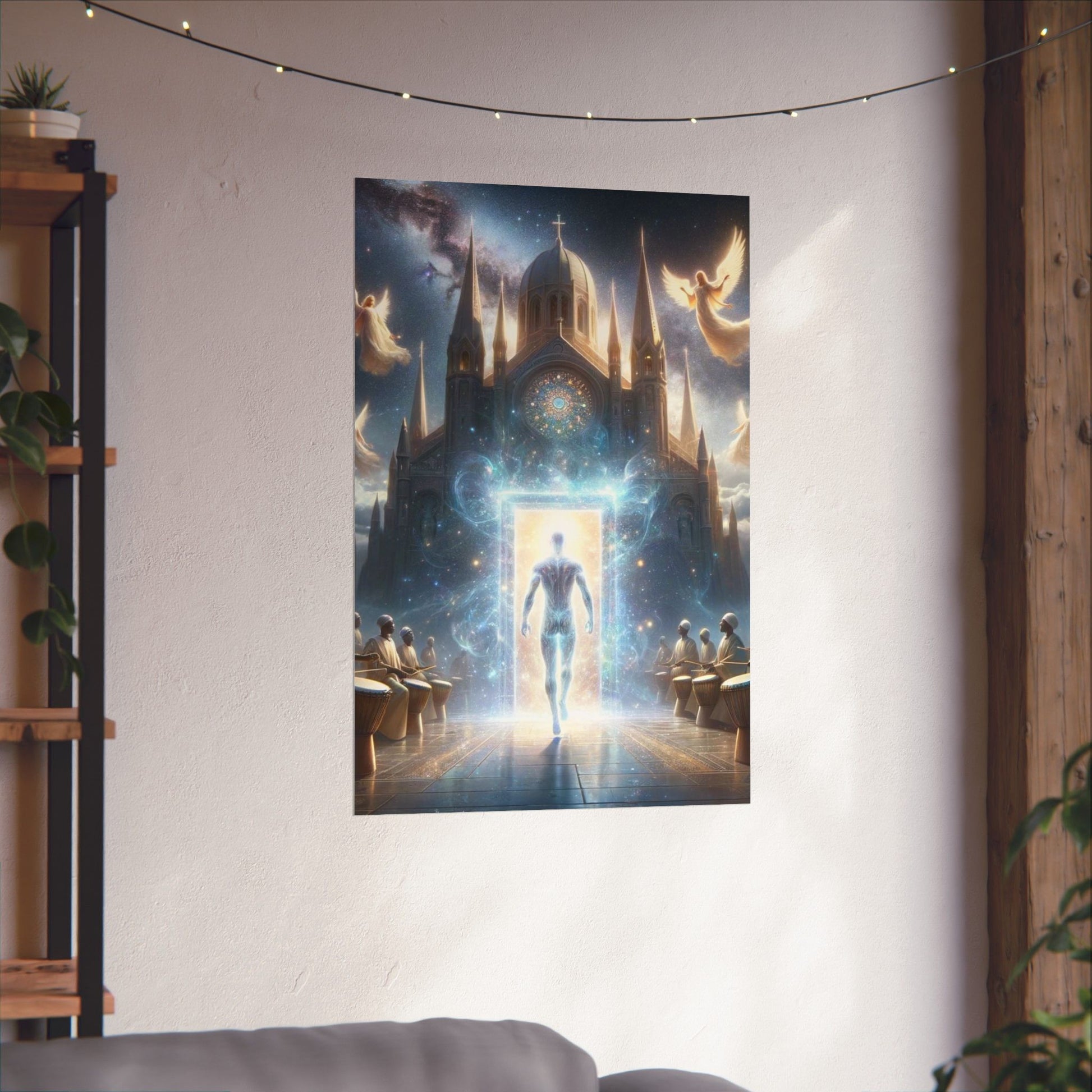The Kingdom Poster mounted on a neutral wall, serving as a bold centerpiece for artistic and meaningful wall decor.