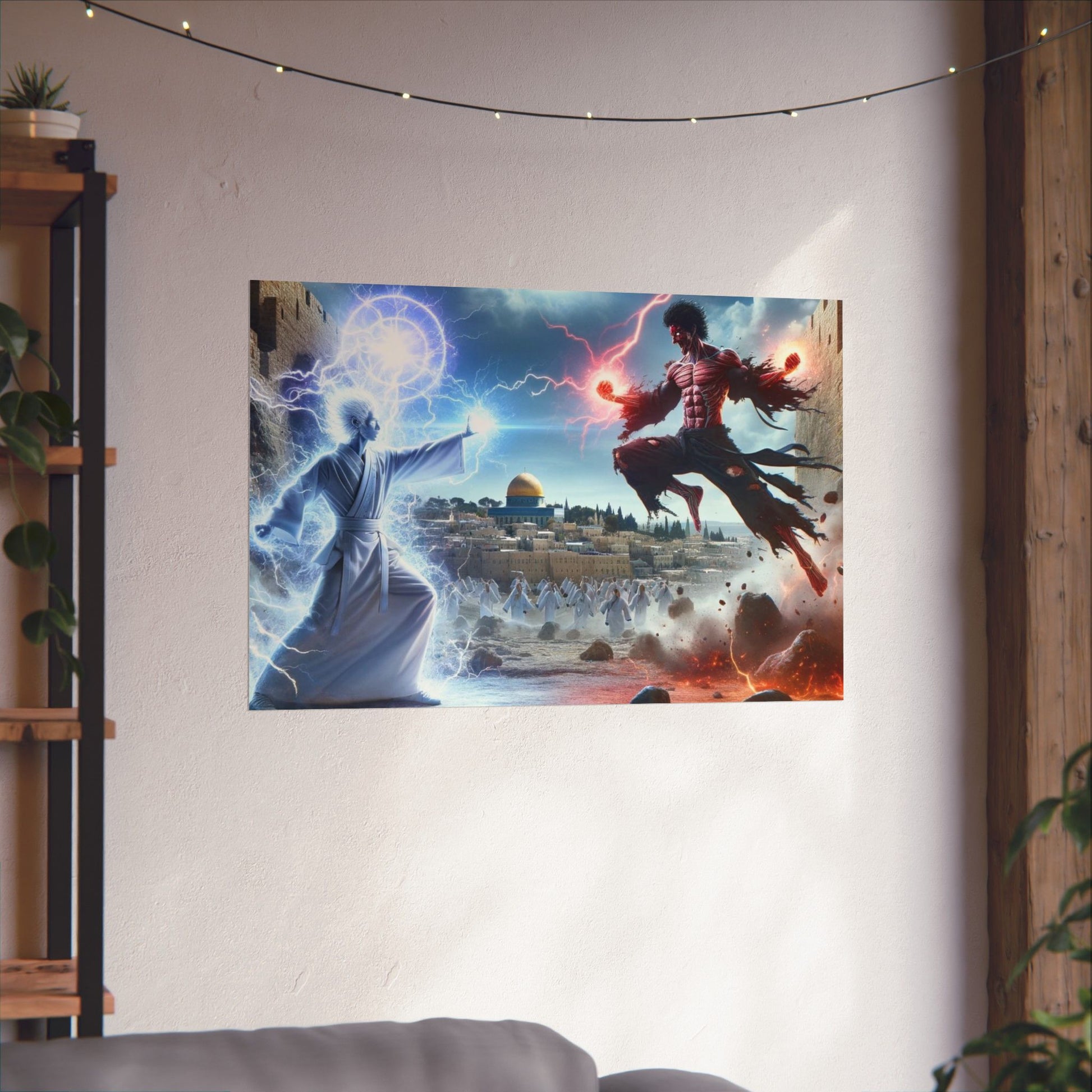 The Ultimate Battle I Poster hung on a neutral wall, showcasing its intense battle artwork as a bold statement decor piece.
