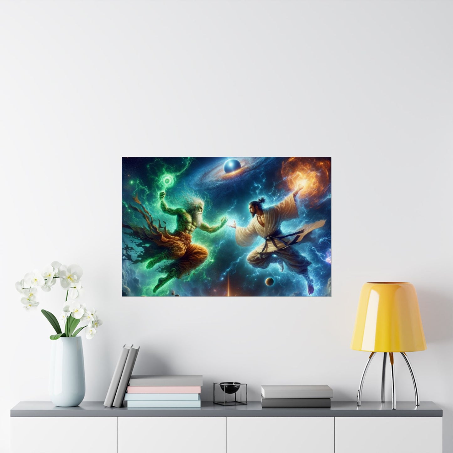 The Ultimate Battle II Poster above a desk, inspiring strategy, ambition, and focus in a powerful home office setup.