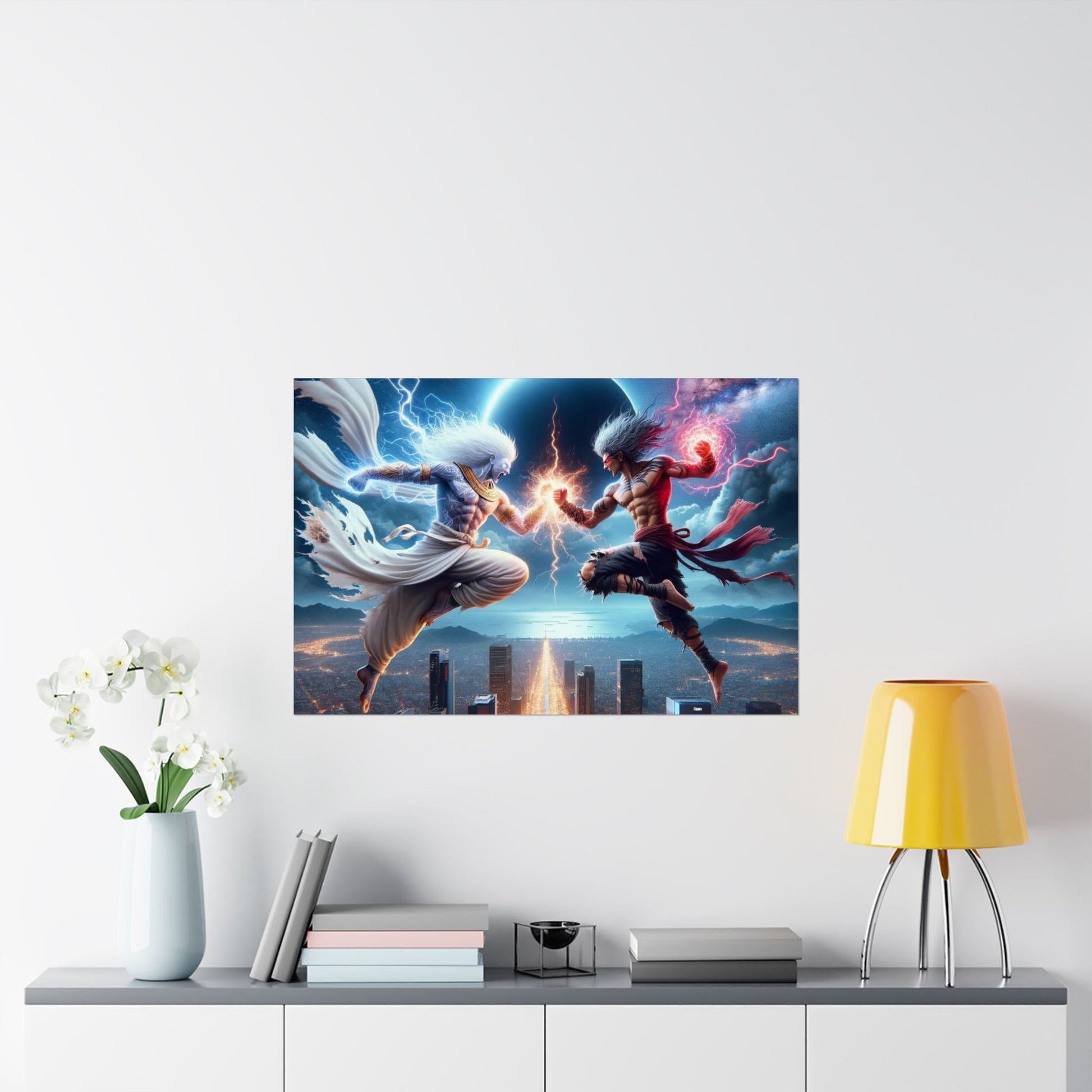 The Ultimate Battle III Poster above a desk, fueling creativity and inspiration in a gaming or workspace environment.