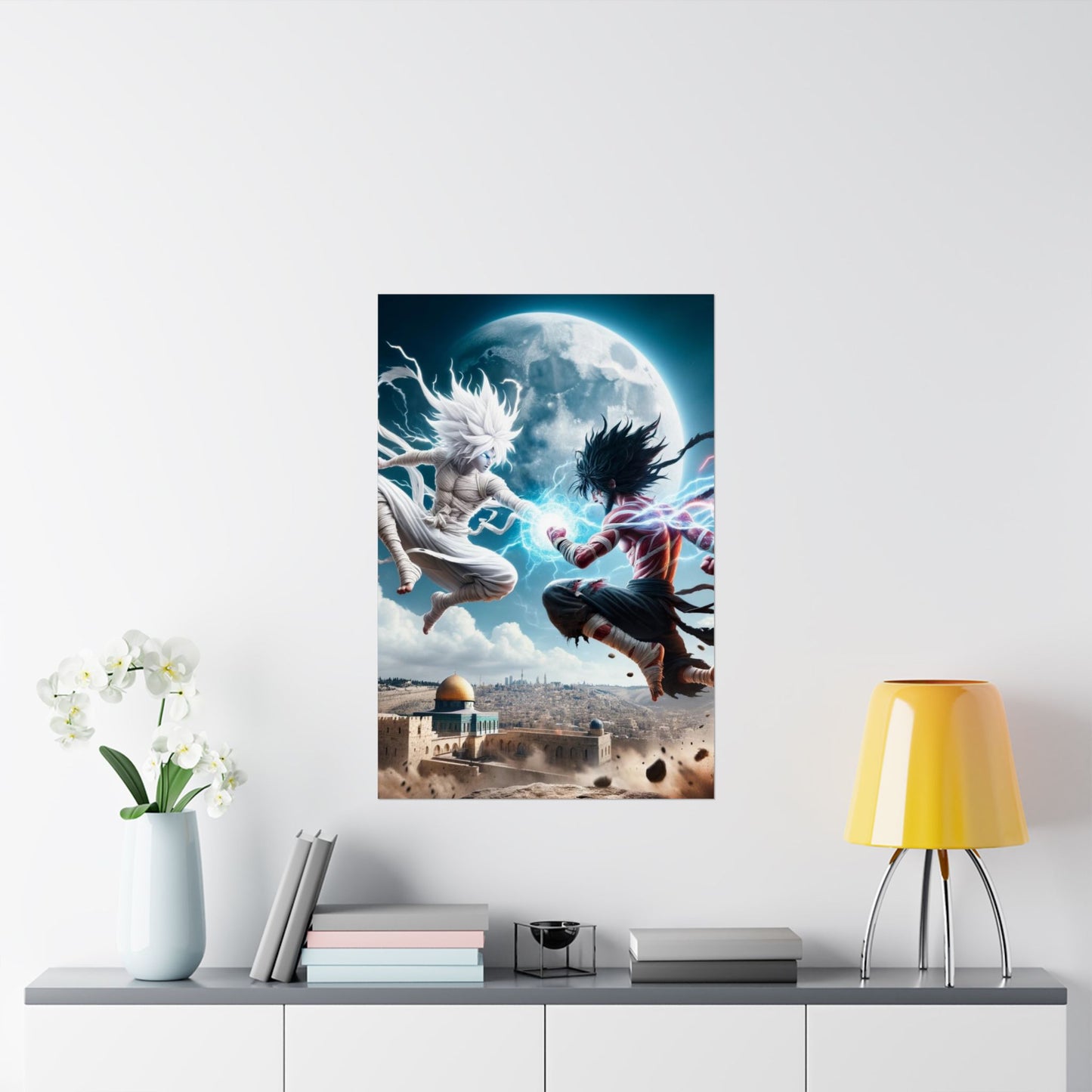Visions of Hope Poster above a desk, inspiring focus, positivity, and creativity in a home office setting.