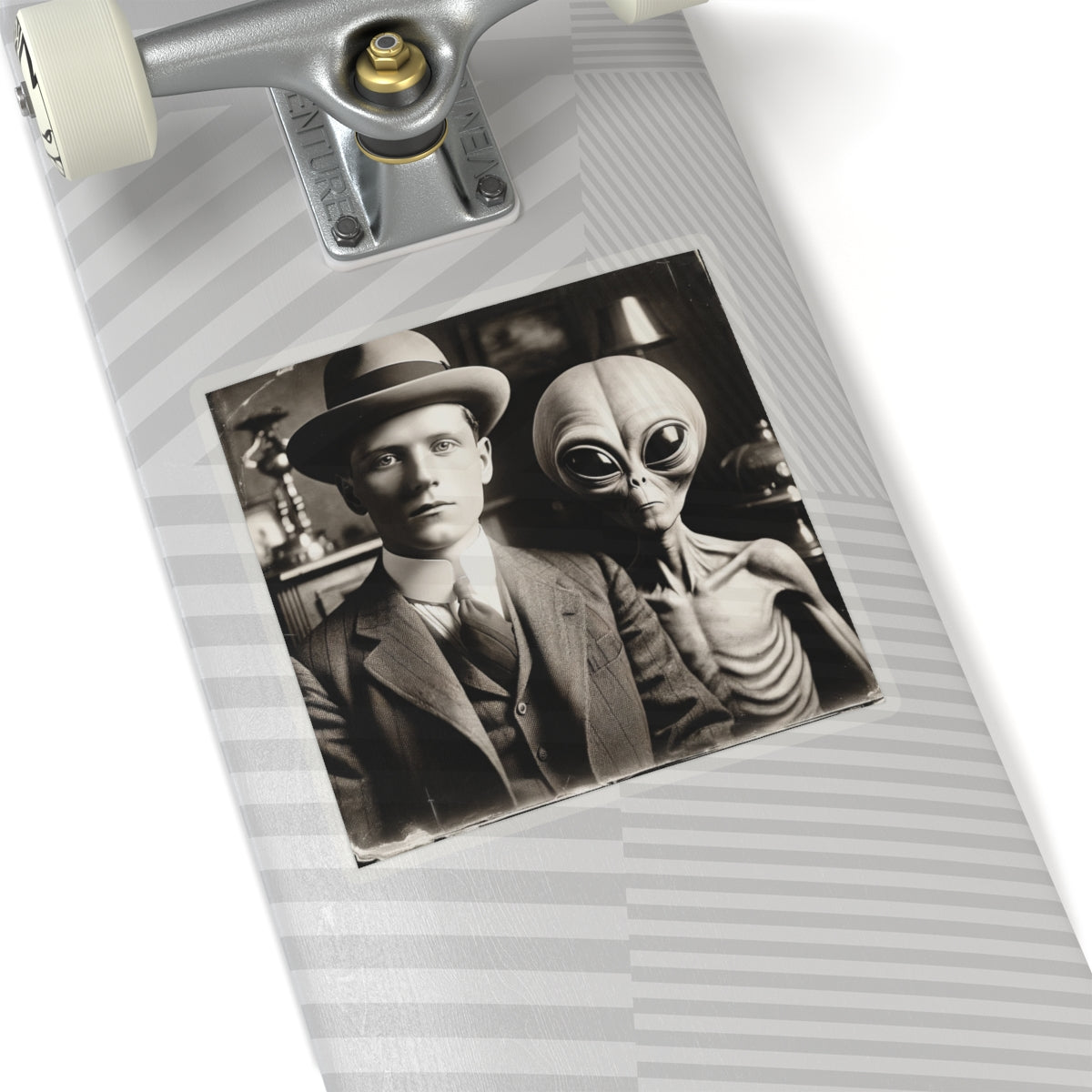 Galactic Visitor Photo Sticker – A Retro Sci-Fi Classic