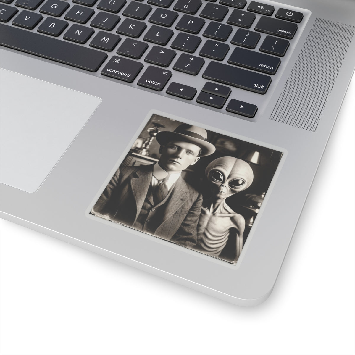 Galactic Visitor Photo Sticker – A Retro Sci-Fi Classic