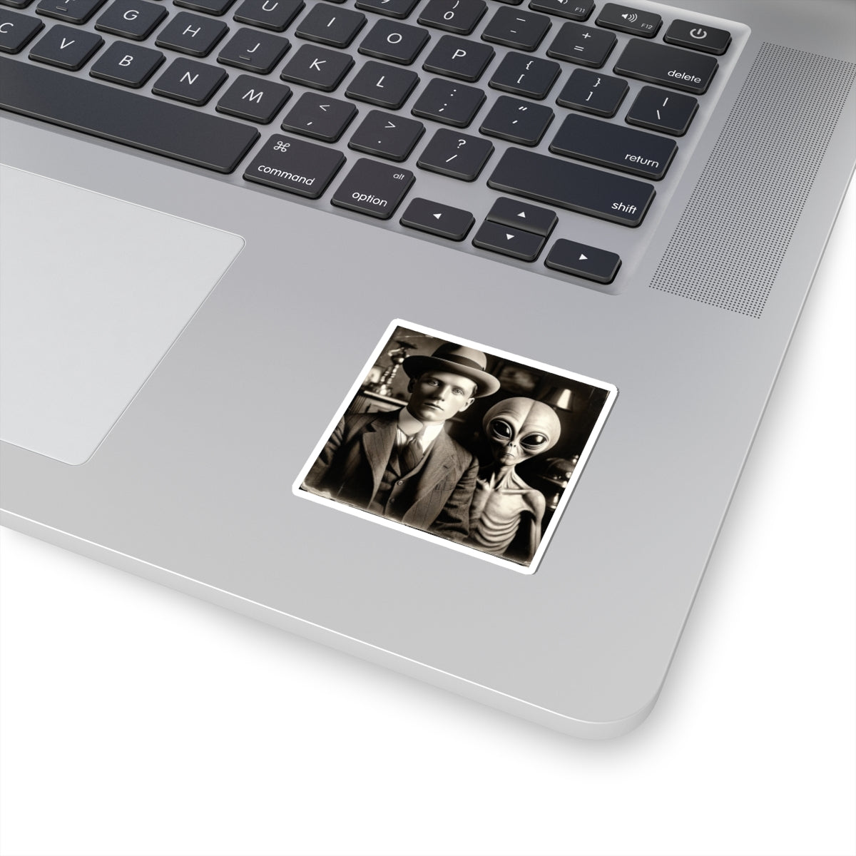 Galactic Visitor Photo Sticker – A Retro Sci-Fi Classic