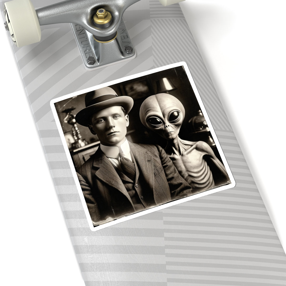 Galactic Visitor Photo Sticker – A Retro Sci-Fi Classic