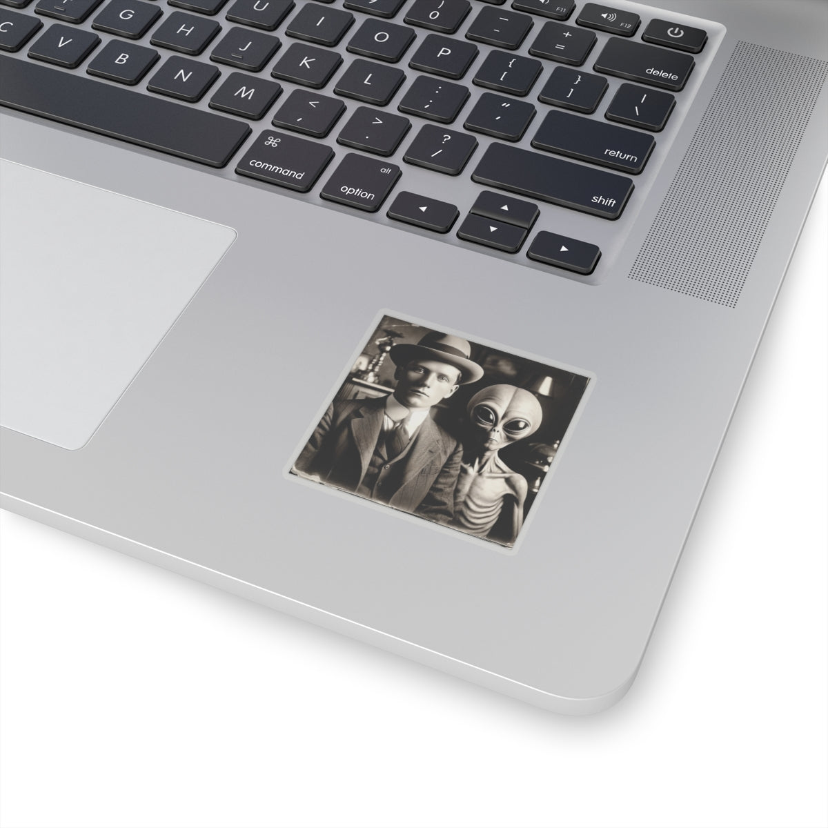 Galactic Visitor Photo Sticker – A Retro Sci-Fi Classic