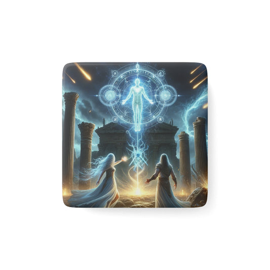 The Arrival Magnet featuring detailed fantasy artwork, a perfect decorative piece for any space.