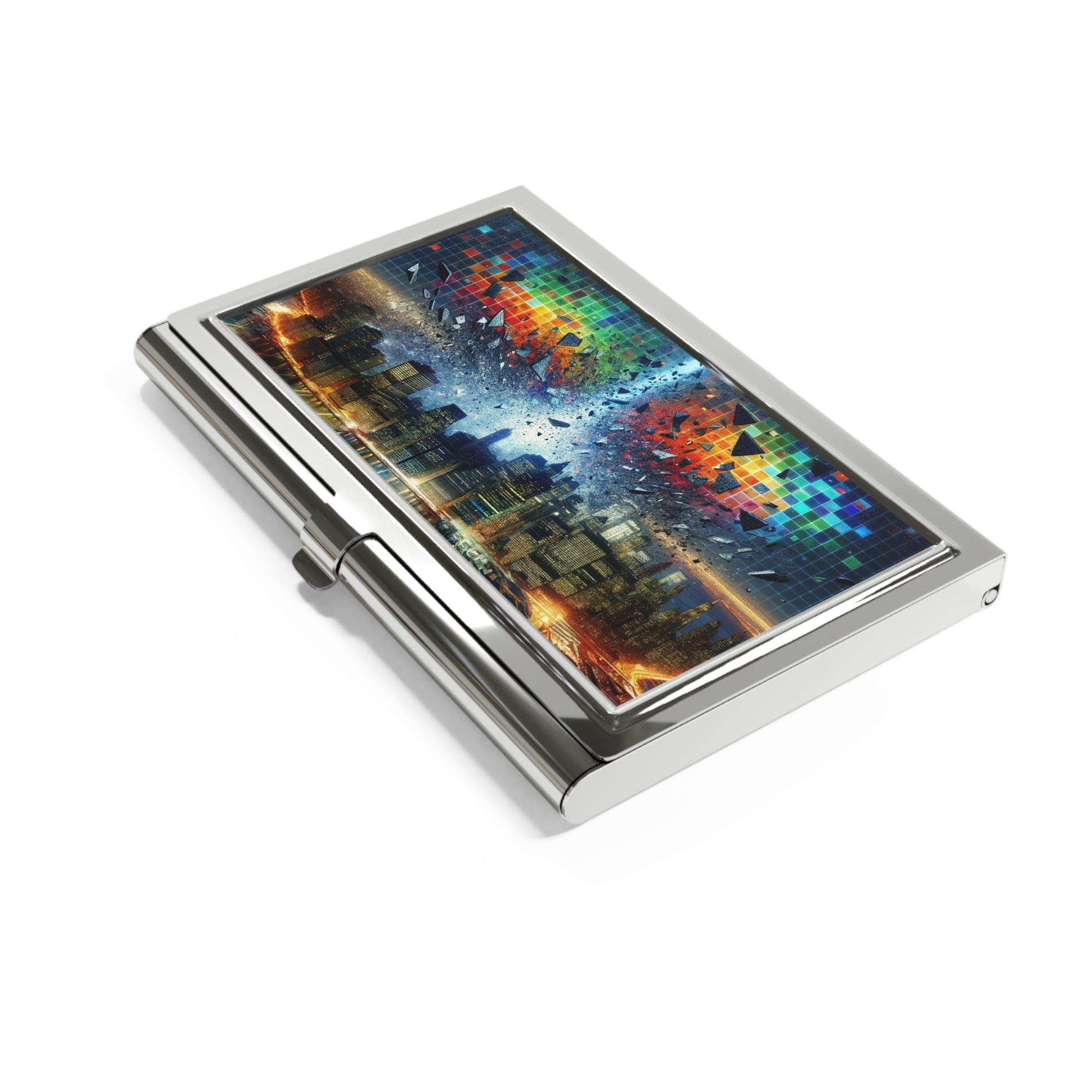 Breaking Barriers Business Card Holder shown at an angle, displaying its premium craftsmanship and elegant finish.
