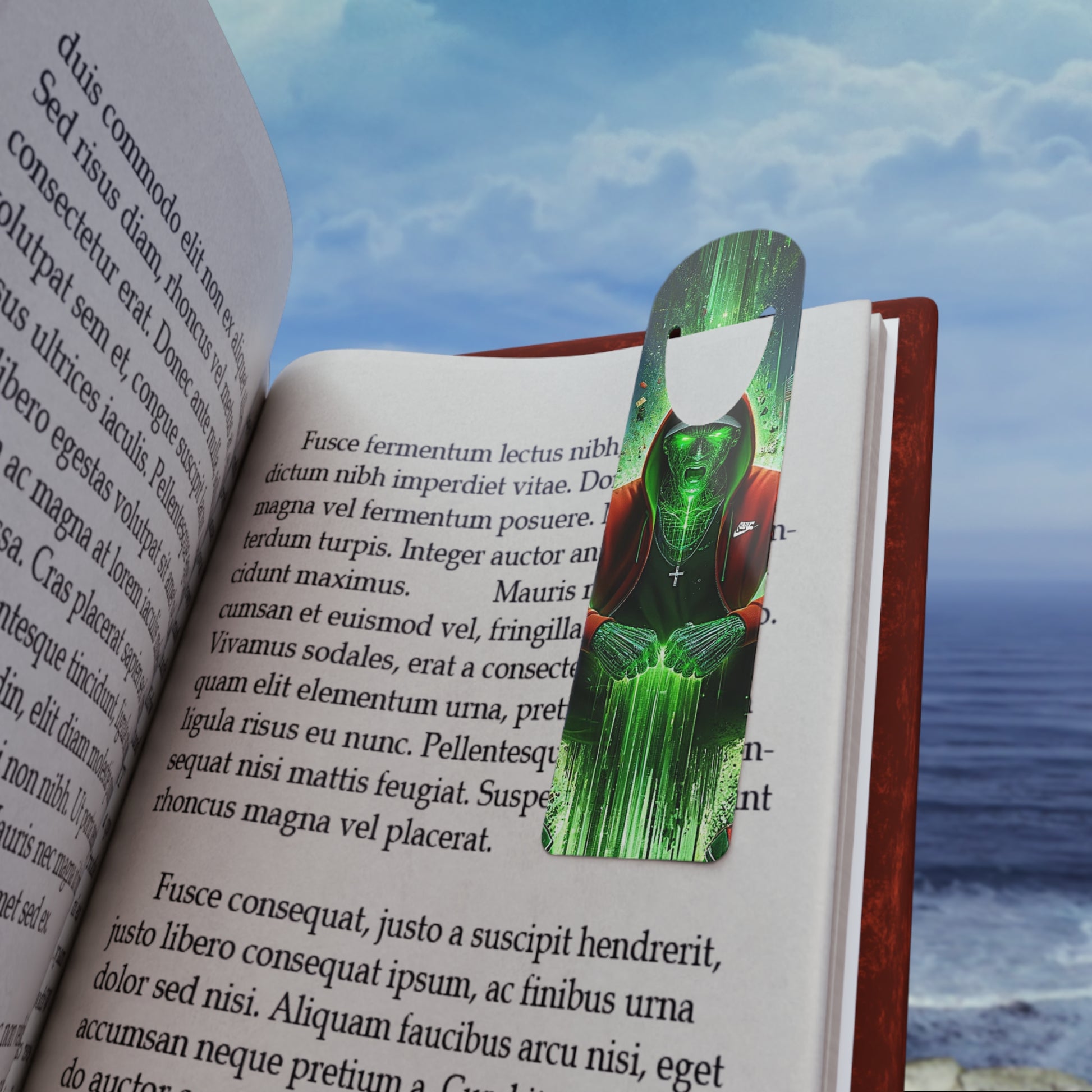 The Breakthrough Bookmark placed on an open book page, marking a reader’s journey with style and elegance.
