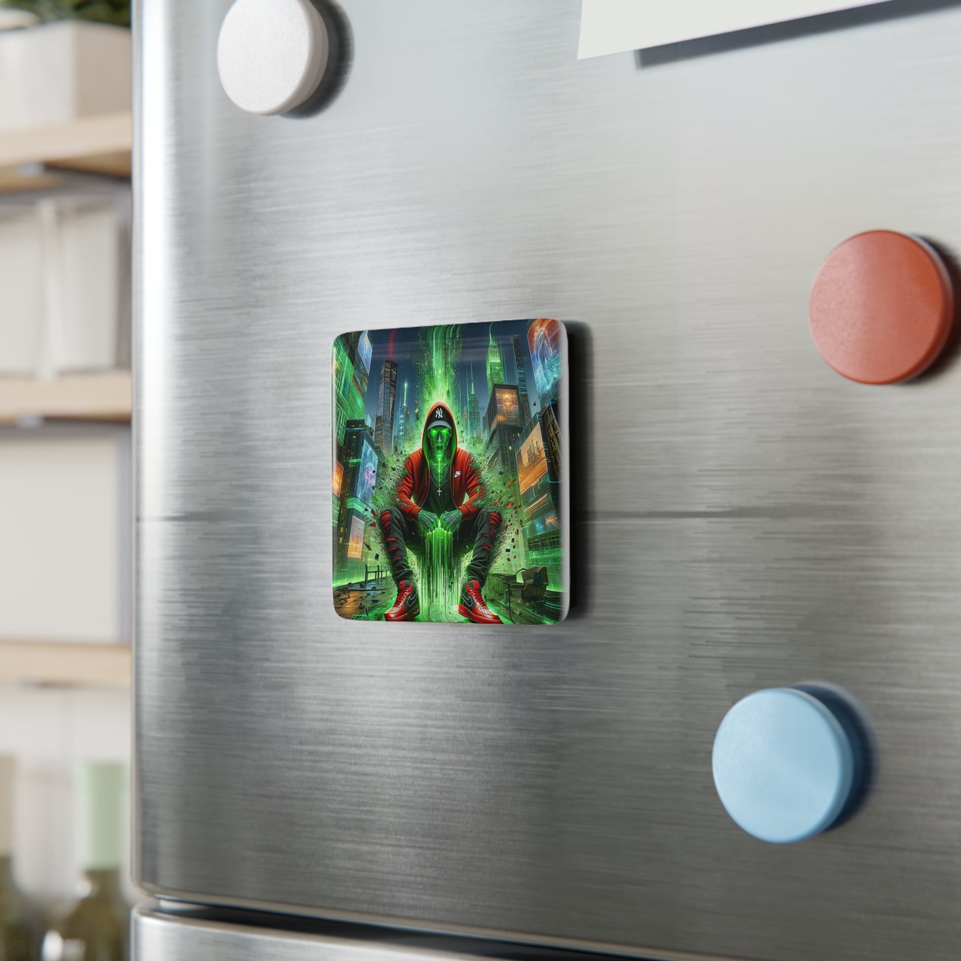 The Breakthrough Magnet displayed on a metallic surface, adding a unique touch to home or office decor.
