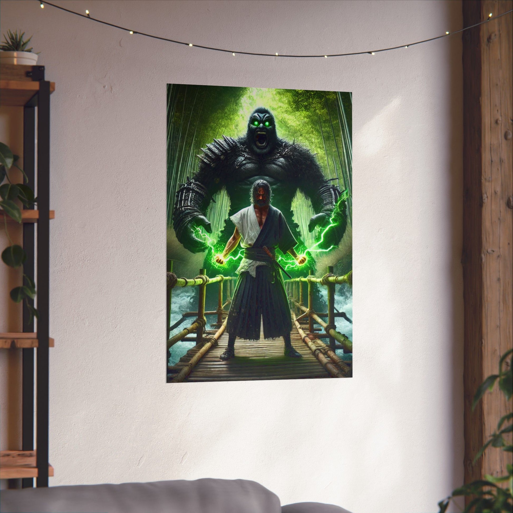 The Bridge of Destiny Poster hung on a neutral wall, showcasing its stunning artwork as a symbol of personal transformation.