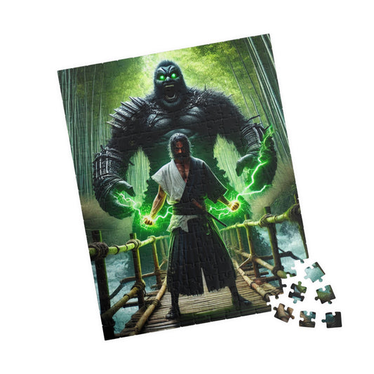 Bridge of Destiny jigsaw puzzle nearly complete, with scattered pieces at the bottom, perfect for puzzle lovers.
