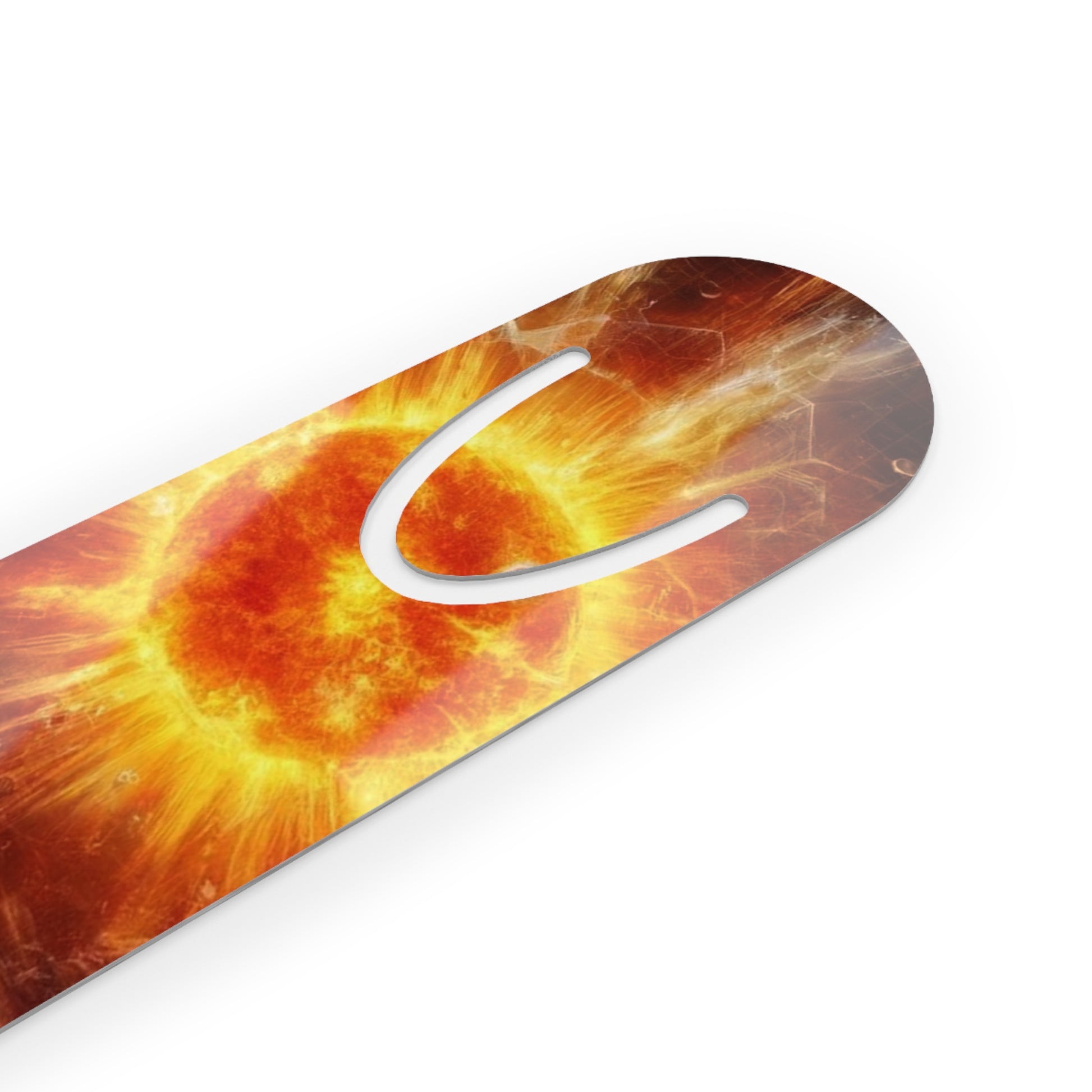 Caged Sun Bookmark displayed at an angle, showcasing its high-quality craftsmanship and unique design.