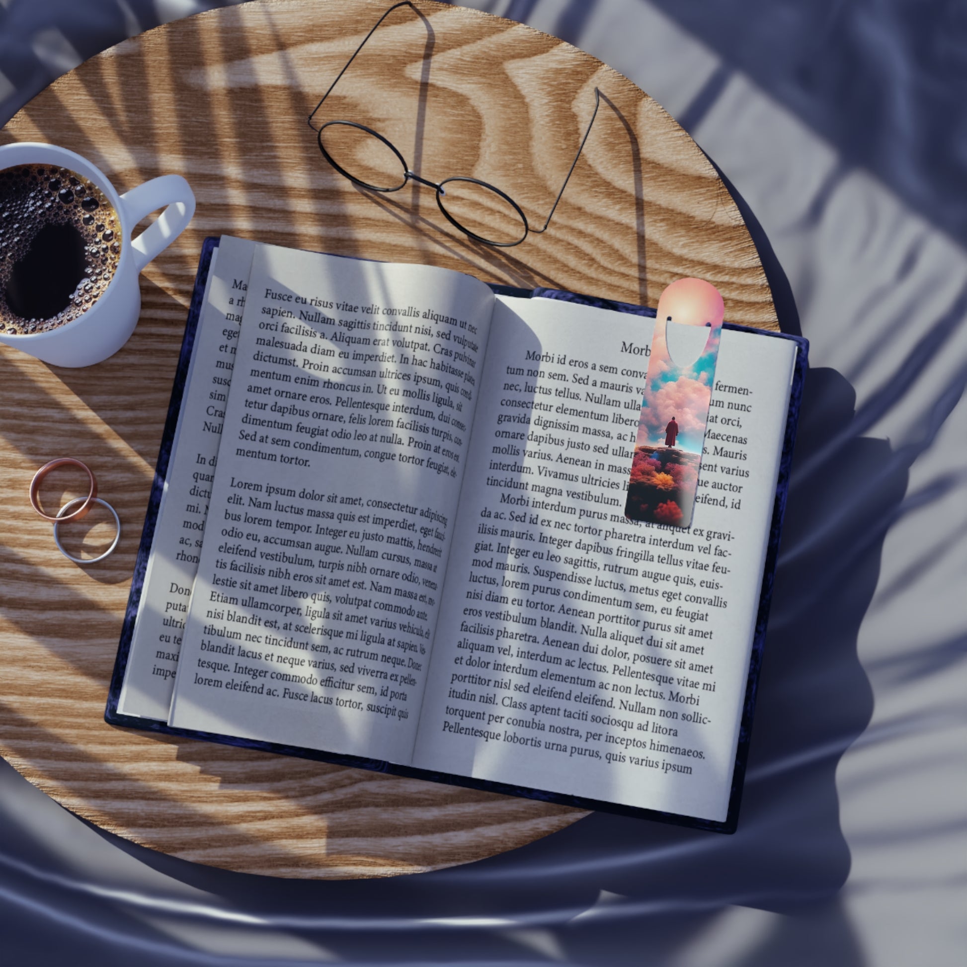 The Destiny Bookmark resting on a book on a desk, a perfect accessory for readers and book enthusiasts.