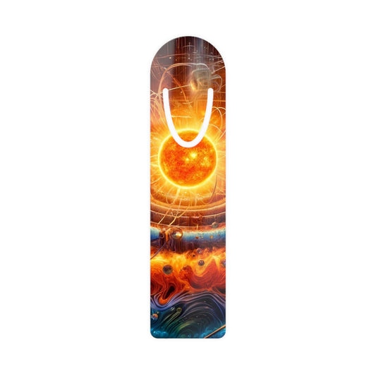 The Dimensional Sun Bookmark featuring intricate celestial artwork, perfect for book lovers and collectors.