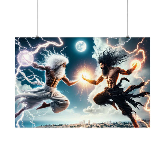 The Divine Duel III Poster – a striking battle-themed wall art piece, perfect for home or office decor.