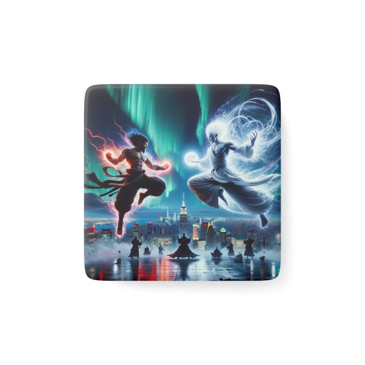 The Divine Duel Magnet featuring stunning fantasy artwork, perfect for collectors and home decor.
