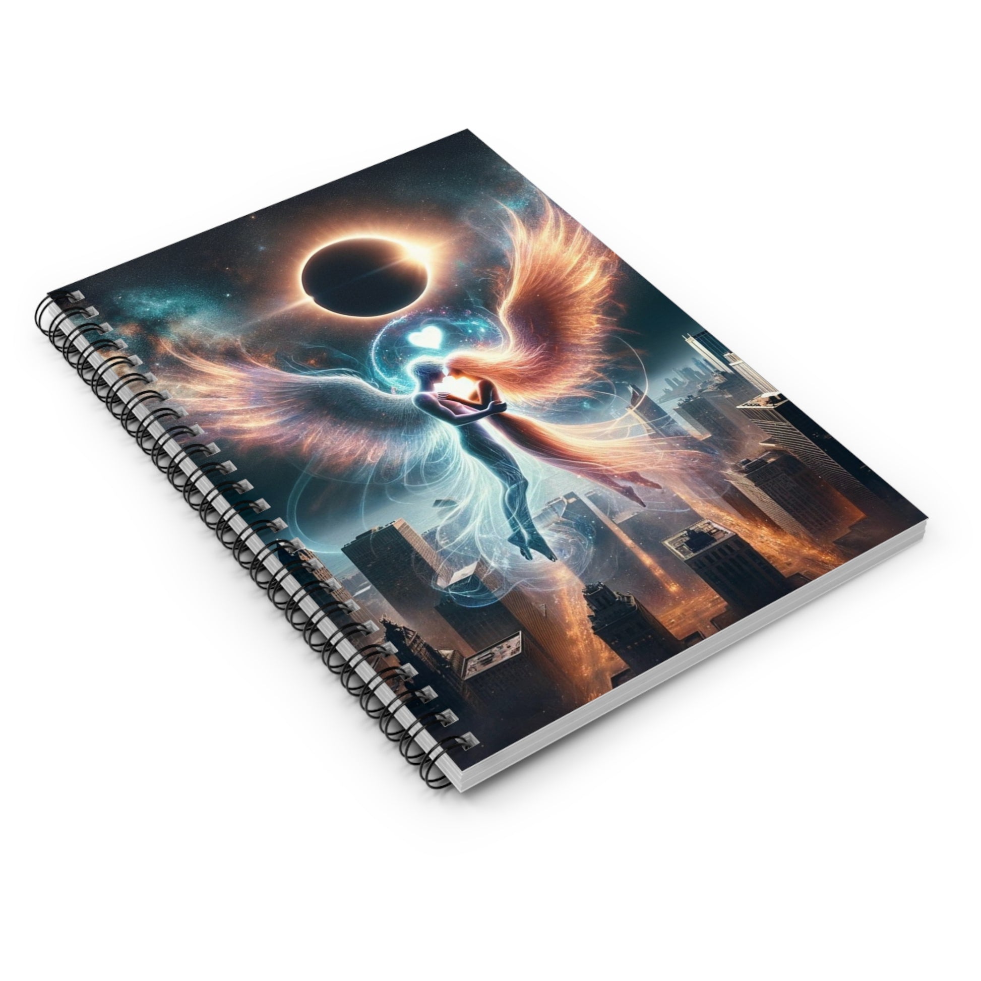 The Eternal Love Notebook displayed at an angle, showcasing its sleek design, sturdy cover, and premium quality.