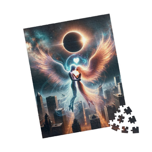 The Eternal Love Puzzle nearly completed with scattered pieces, a fun and engaging challenge for puzzle lovers.
