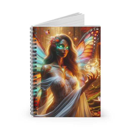 Fairy notebook open to lined pages, perfect for journaling and creative writing.
