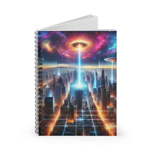 The Galactic Event Notebook open, showcasing its smooth pages – perfect for journaling, note-taking, and creative writing.
