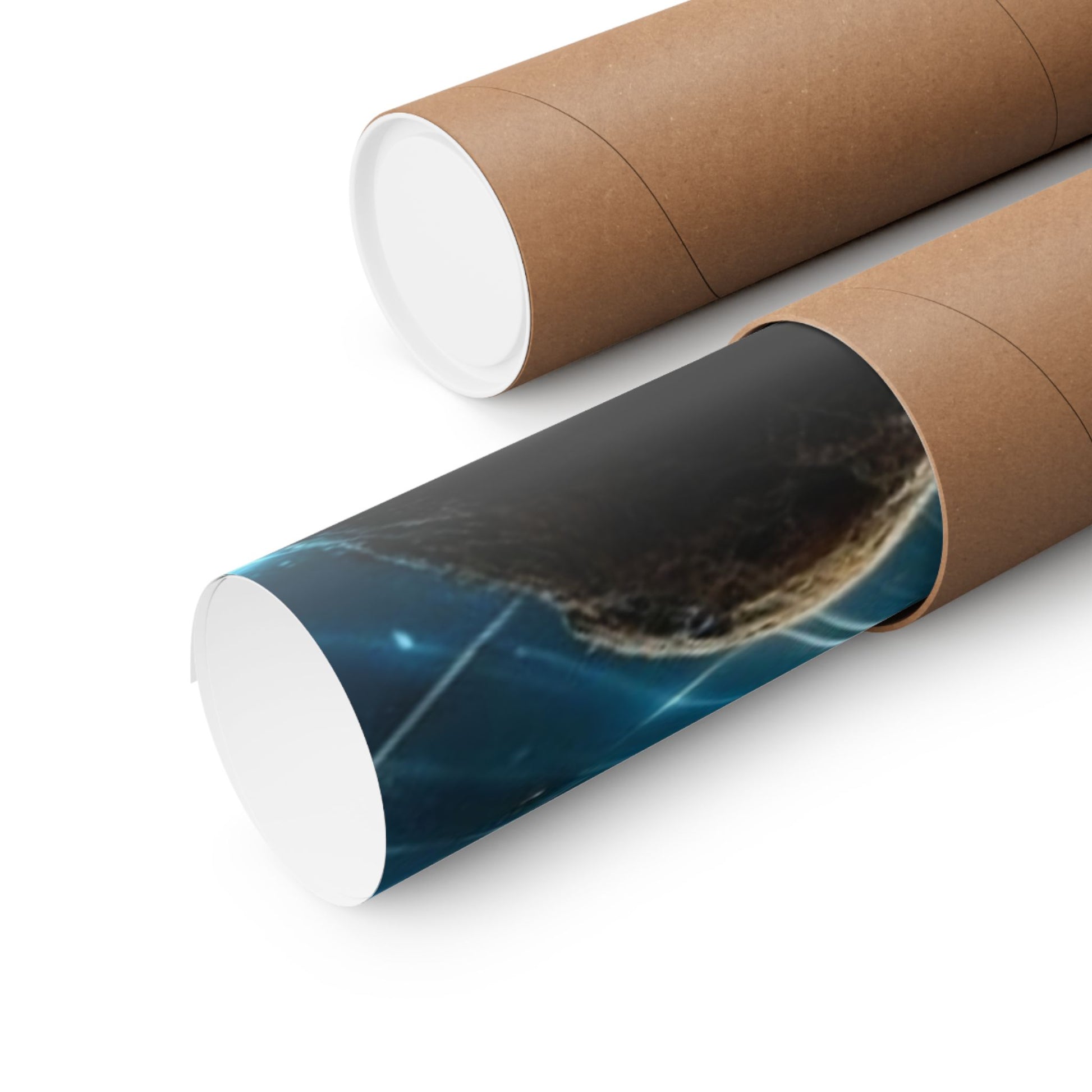 The Galactic Guest III Poster securely rolled in a protective mailing tube for safe shipping and delivery.