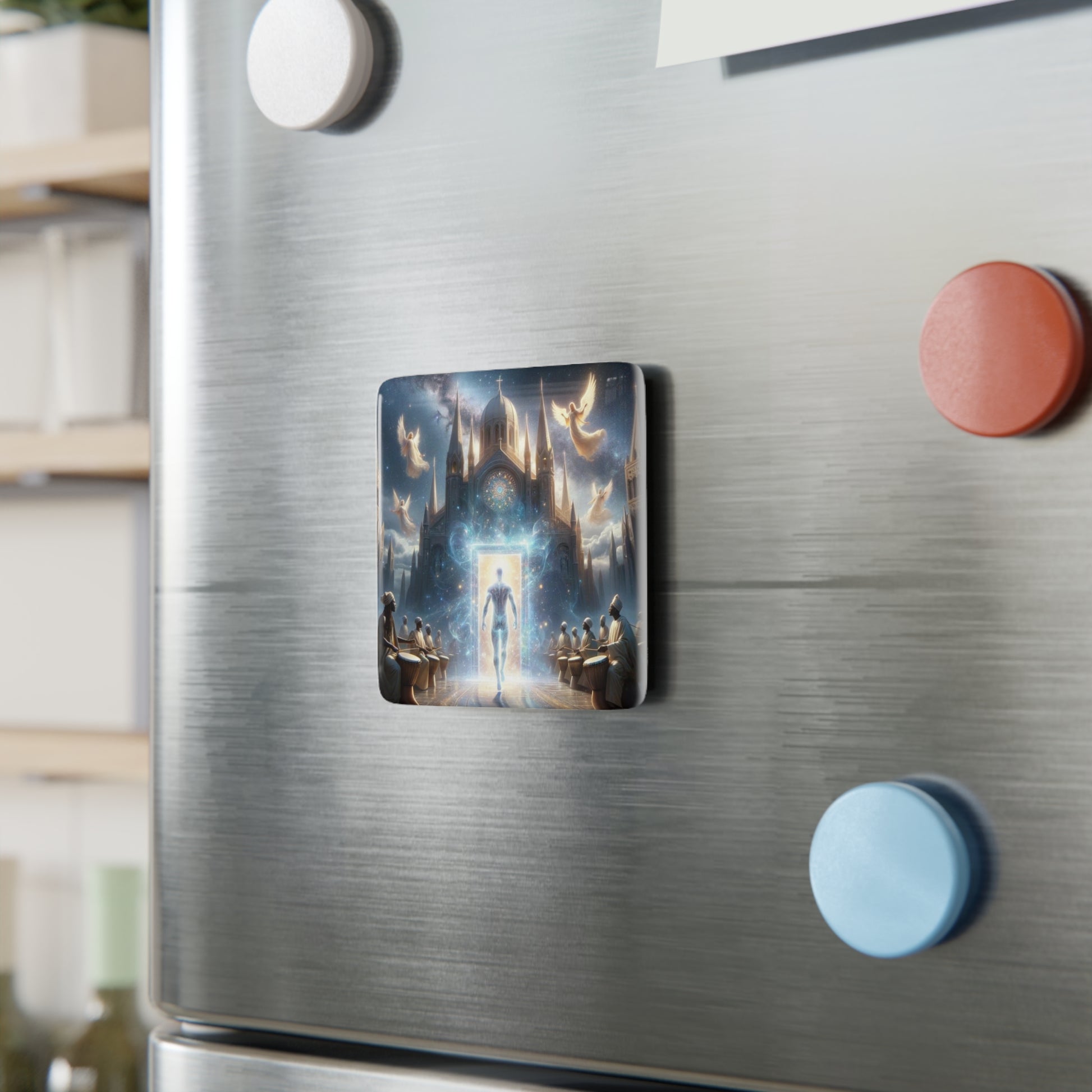 The Kingdom Magnet displayed on a metallic surface, showcasing its strong hold and stylish design.