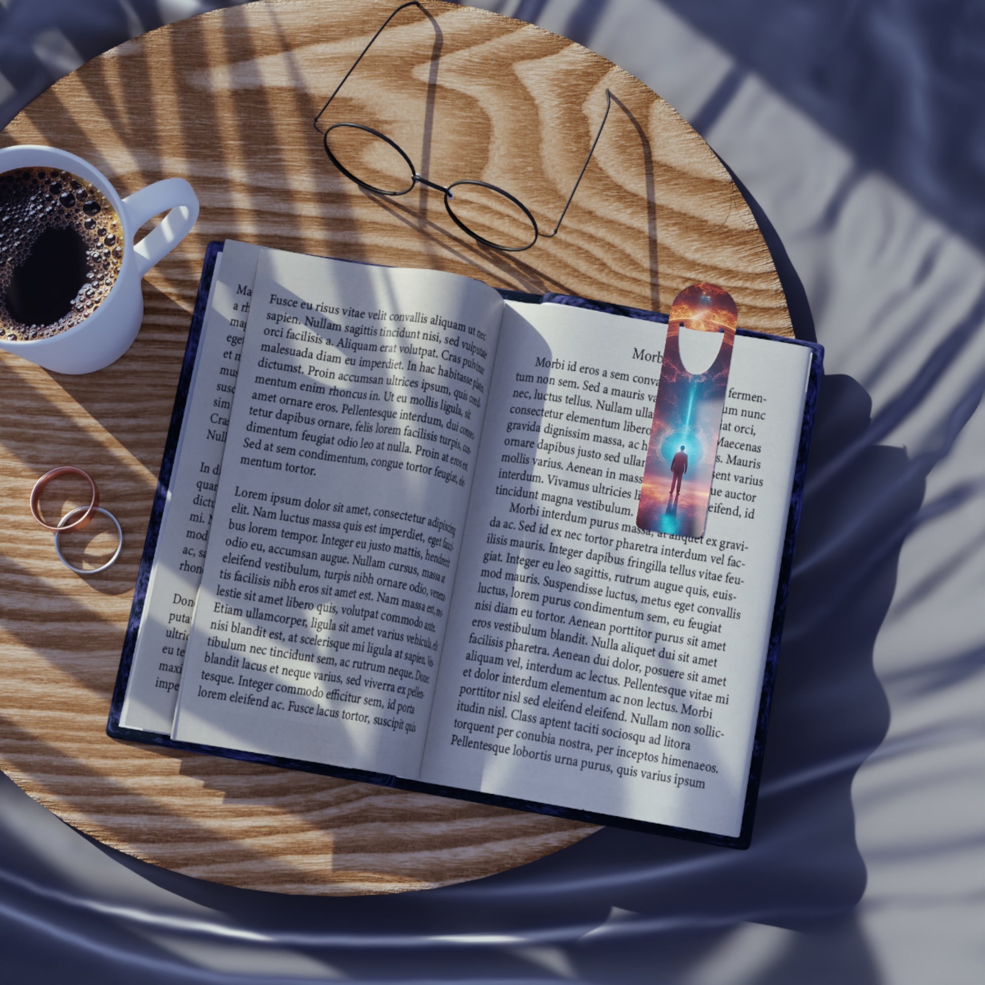The Magic Bookmark resting on a book atop a desk, perfect for gifting or personal collection.
