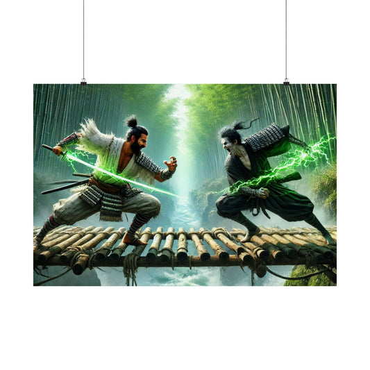 Samurais' Clash Poster – an epic Japanese samurai battle artwork, perfect for home, office, or dojo decor.