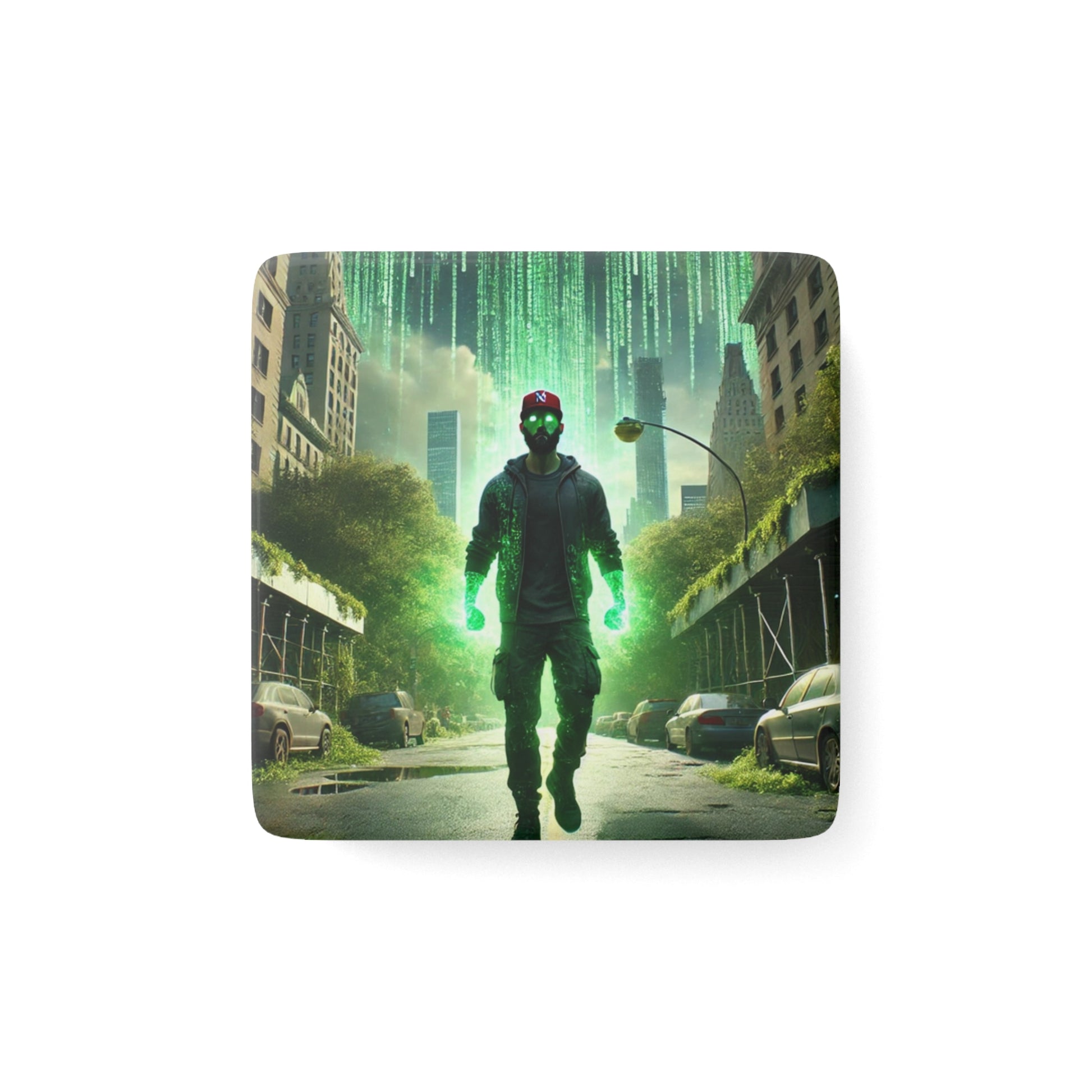 The Simulation Master Magnet featuring intricate sci-fi and fantasy artwork, perfect for collectors and decor.