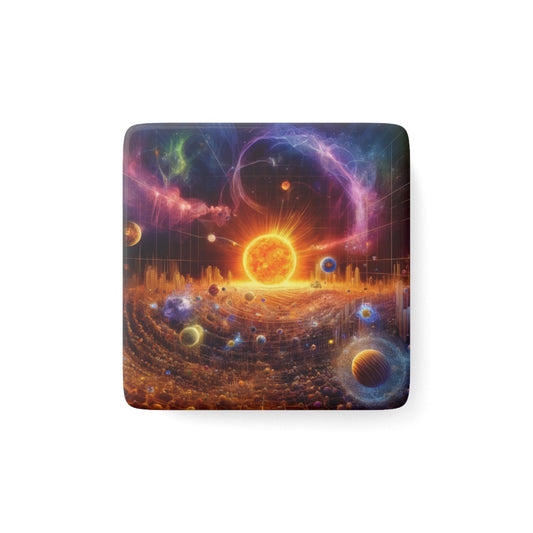The Sun Rift Magnet featuring vibrant celestial fantasy art, perfect for home or office decor.