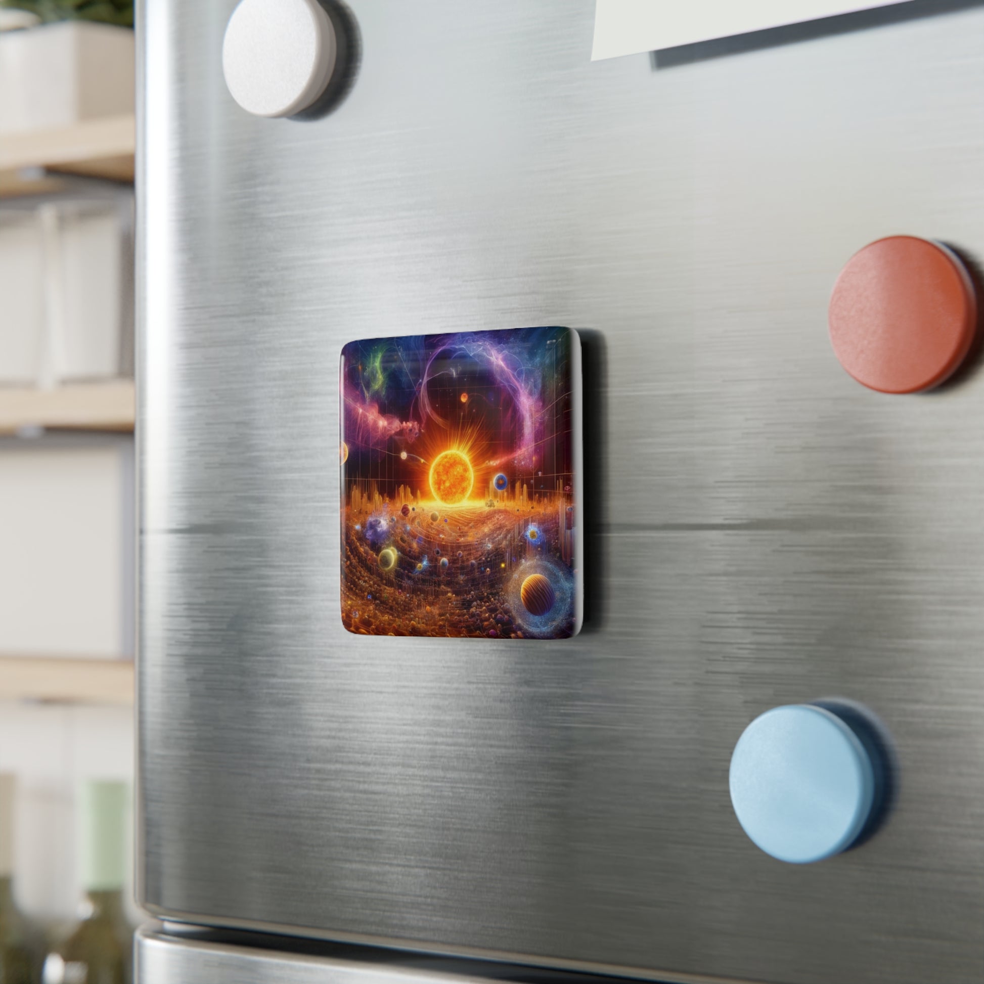 The Sun Rift Magnet displayed on a metallic surface, adding a celestial touch to any space.