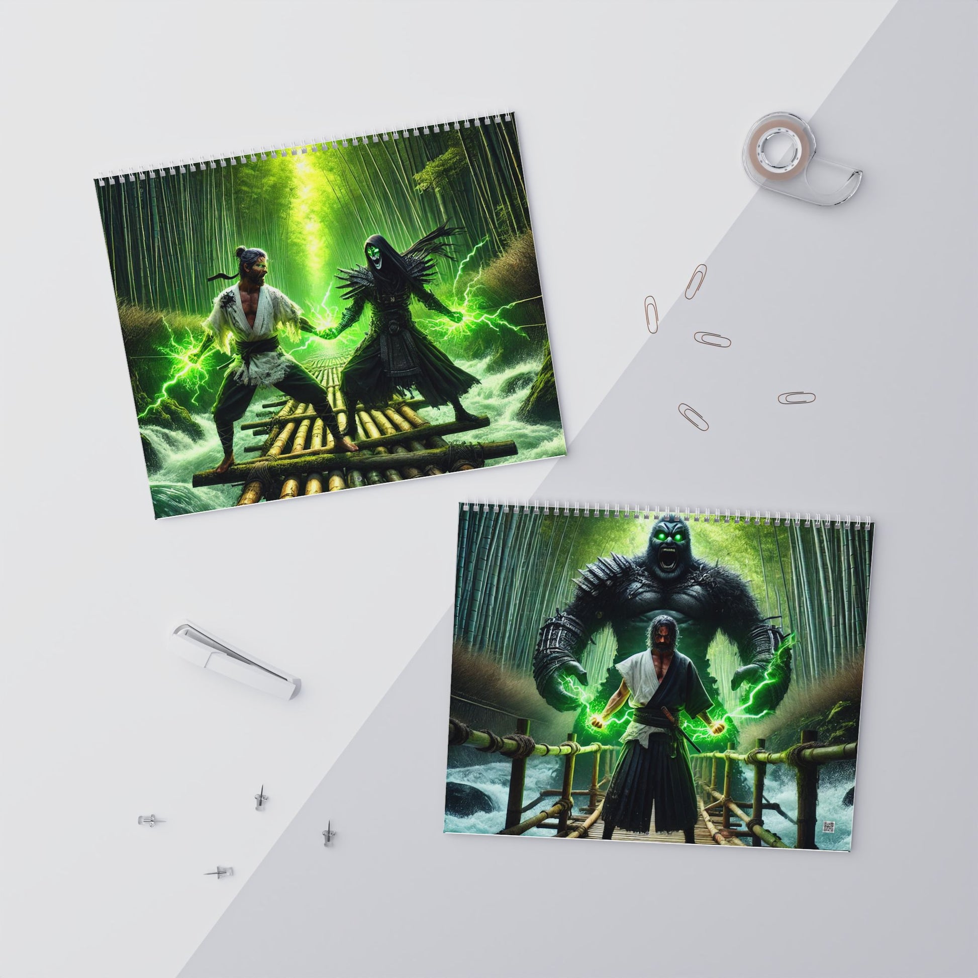 Front and back view of the Warrior’s Journey Wall Calendar, showcasing its high-quality artwork and layout.